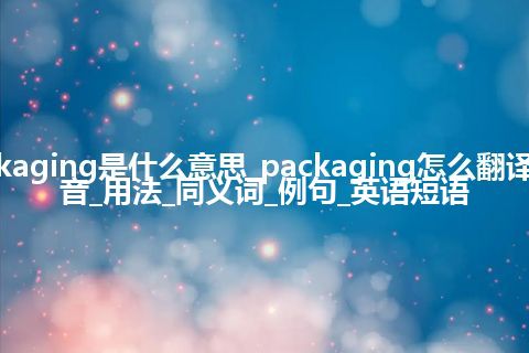 packaging是什么意思_packaging怎么翻译及发音_用法_同义词_例句_英语短语