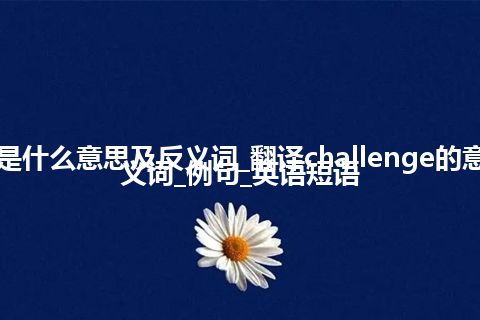 challenge是什么意思及反义词_翻译challenge的意思_用法_同义词_例句_英语短语