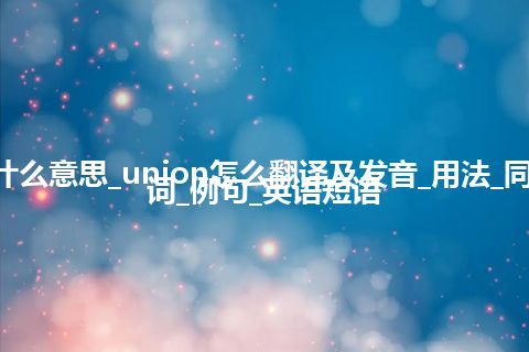 union是什么意思_union怎么翻译及发音_用法_同义词_反义词_例句_英语短语