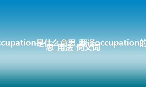 occupation是什么意思_翻译occupation的意思_用法_同义词