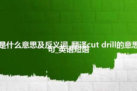 cut drill是什么意思及反义词_翻译cut drill的意思_用法_例句_英语短语