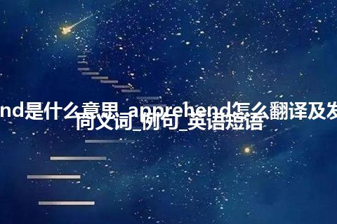 apprehend是什么意思_apprehend怎么翻译及发音_用法_同义词_例句_英语短语