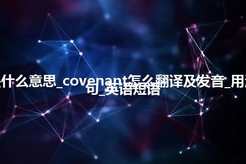 covenant是什么意思_covenant怎么翻译及发音_用法_同义词_例句_英语短语