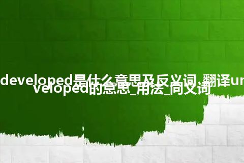 underdeveloped是什么意思及反义词_翻译underdeveloped的意思_用法_同义词