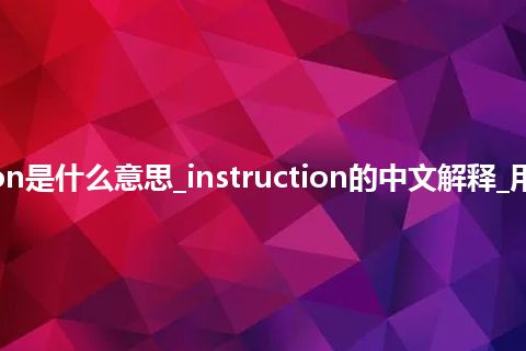 instruction是什么意思_instruction的中文解释_用法_同义词