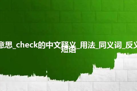 check是什么意思_check的中文释义_用法_同义词_反义词_例句_英语短语