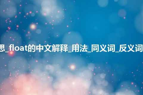 float是什么意思_float的中文解释_用法_同义词_反义词_例句_英语短语