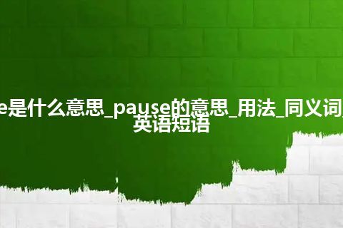 pause是什么意思_pause的意思_用法_同义词_例句_英语短语