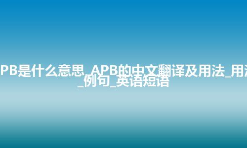 APB是什么意思_APB的中文翻译及用法_用法_例句_英语短语