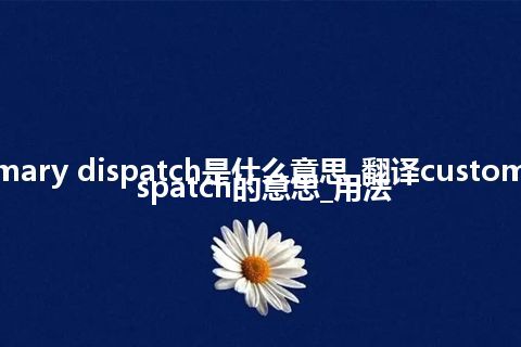 customary dispatch是什么意思_翻译customary dispatch的意思_用法