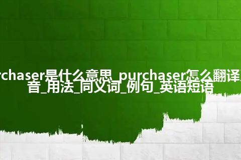 purchaser是什么意思_purchaser怎么翻译及发音_用法_同义词_例句_英语短语