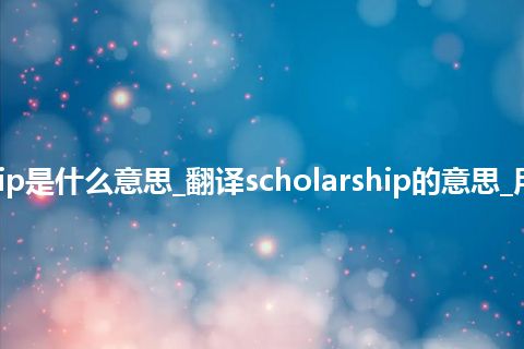 scholarship是什么意思_翻译scholarship的意思_用法_同义词