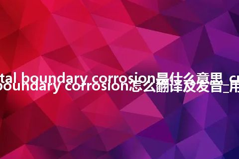 crystal boundary corrosion是什么意思_crystal boundary corrosion怎么翻译及发音_用法