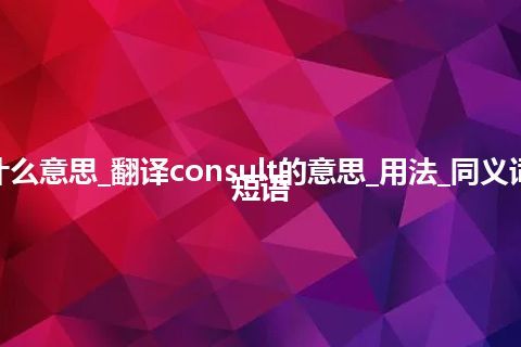 consult是什么意思_翻译consult的意思_用法_同义词_例句_英语短语