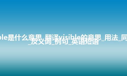 visible是什么意思_翻译visible的意思_用法_同义词_反义词_例句_英语短语