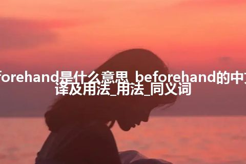 beforehand是什么意思_beforehand的中文翻译及用法_用法_同义词