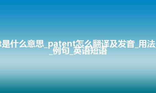 patent是什么意思_patent怎么翻译及发音_用法_同义词_例句_英语短语