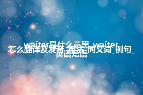 waiter是什么意思_waiter怎么翻译及发音_用法_同义词_例句_英语短语