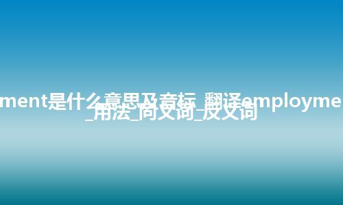 employment是什么意思及音标_翻译employment的意思_用法_同义词_反义词