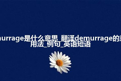 demurrage是什么意思_翻译demurrage的意思_用法_例句_英语短语