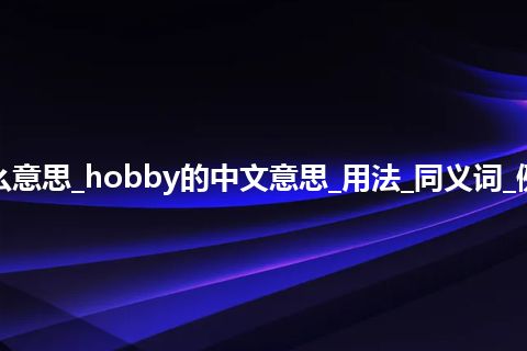 hobby是什么意思_hobby的中文意思_用法_同义词_例句_英语短语