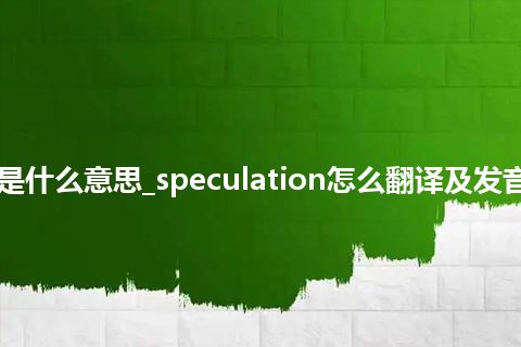 speculation是什么意思_speculation怎么翻译及发音_用法_同义词