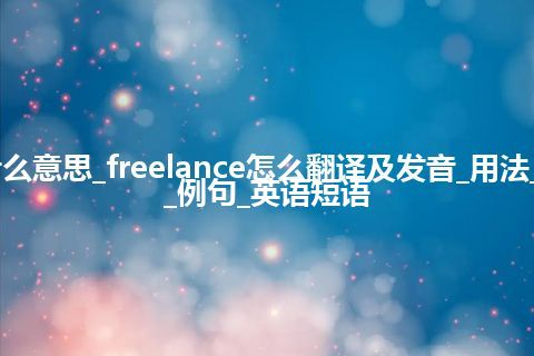 freelance是什么意思_freelance怎么翻译及发音_用法_同义词_反义词_例句_英语短语