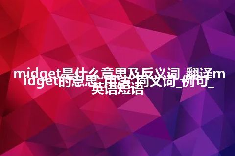 midget是什么意思及反义词_翻译midget的意思_用法_同义词_例句_英语短语