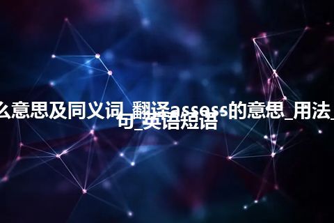 assess什么意思及同义词_翻译assess的意思_用法_同义词_例句_英语短语