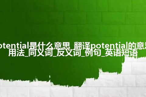 potential是什么意思_翻译potential的意思_用法_同义词_反义词_例句_英语短语