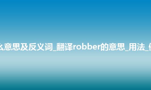 robber是什么意思及反义词_翻译robber的意思_用法_例句_英语短语