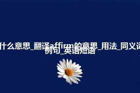 affirm是什么意思_翻译affirm的意思_用法_同义词_反义词_例句_英语短语