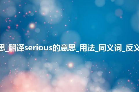 serious是什么意思_翻译serious的意思_用法_同义词_反义词_例句_英语短语