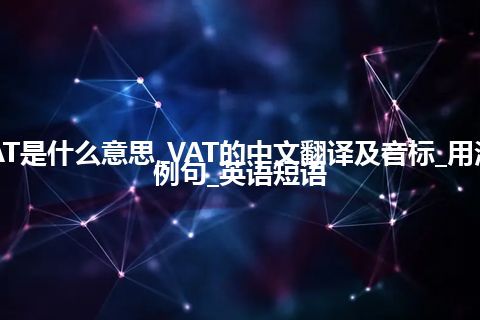 VAT是什么意思_VAT的中文翻译及音标_用法_例句_英语短语