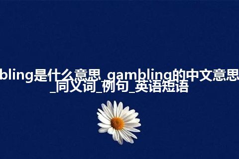 gambling是什么意思_gambling的中文意思_用法_同义词_例句_英语短语