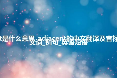 adjacent是什么意思_adjacent的中文翻译及音标_用法_同义词_例句_英语短语