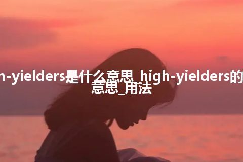 high-yielders是什么意思_high-yielders的中文意思_用法