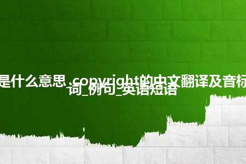 copyright是什么意思_copyright的中文翻译及音标_用法_同义词_例句_英语短语