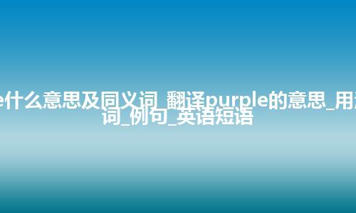 purple什么意思及同义词_翻译purple的意思_用法_同义词_例句_英语短语