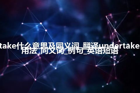 undertake什么意思及同义词_翻译undertake的意思_用法_同义词_例句_英语短语