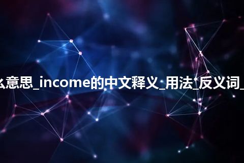 income是什么意思_income的中文释义_用法_反义词_例句_英语短语