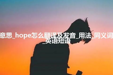 hope是什么意思_hope怎么翻译及发音_用法_同义词_反义词_例句_英语短语