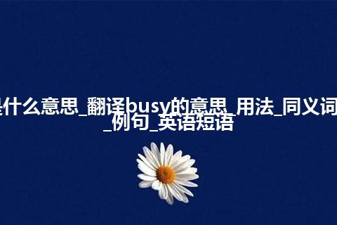 busy是什么意思_翻译busy的意思_用法_同义词_反义词_例句_英语短语