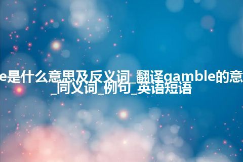 gamble是什么意思及反义词_翻译gamble的意思_用法_同义词_例句_英语短语