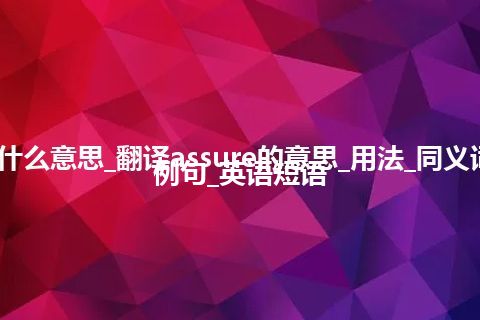 assure是什么意思_翻译assure的意思_用法_同义词_反义词_例句_英语短语