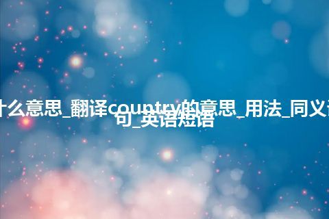 country是什么意思_翻译country的意思_用法_同义词_反义词_例句_英语短语