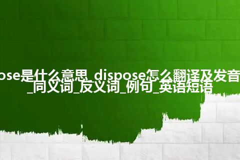 dispose是什么意思_dispose怎么翻译及发音_用法_同义词_反义词_例句_英语短语