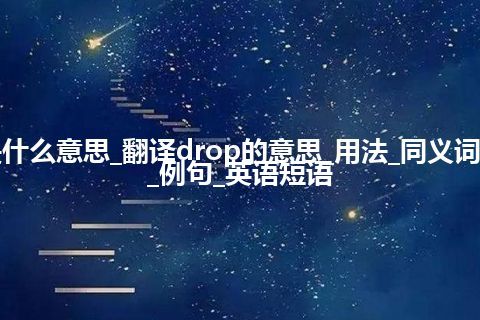 drop是什么意思_翻译drop的意思_用法_同义词_反义词_例句_英语短语