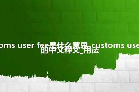 customs user fee是什么意思_customs user fee的中文释义_用法