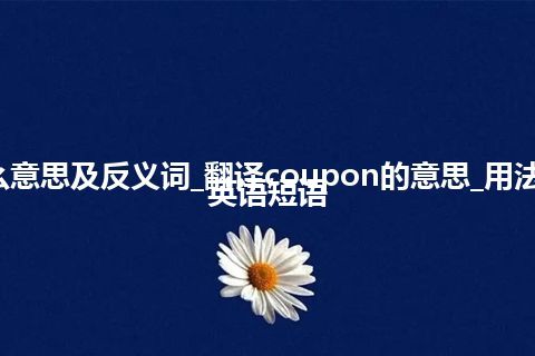 coupon是什么意思及反义词_翻译coupon的意思_用法_同义词_例句_英语短语